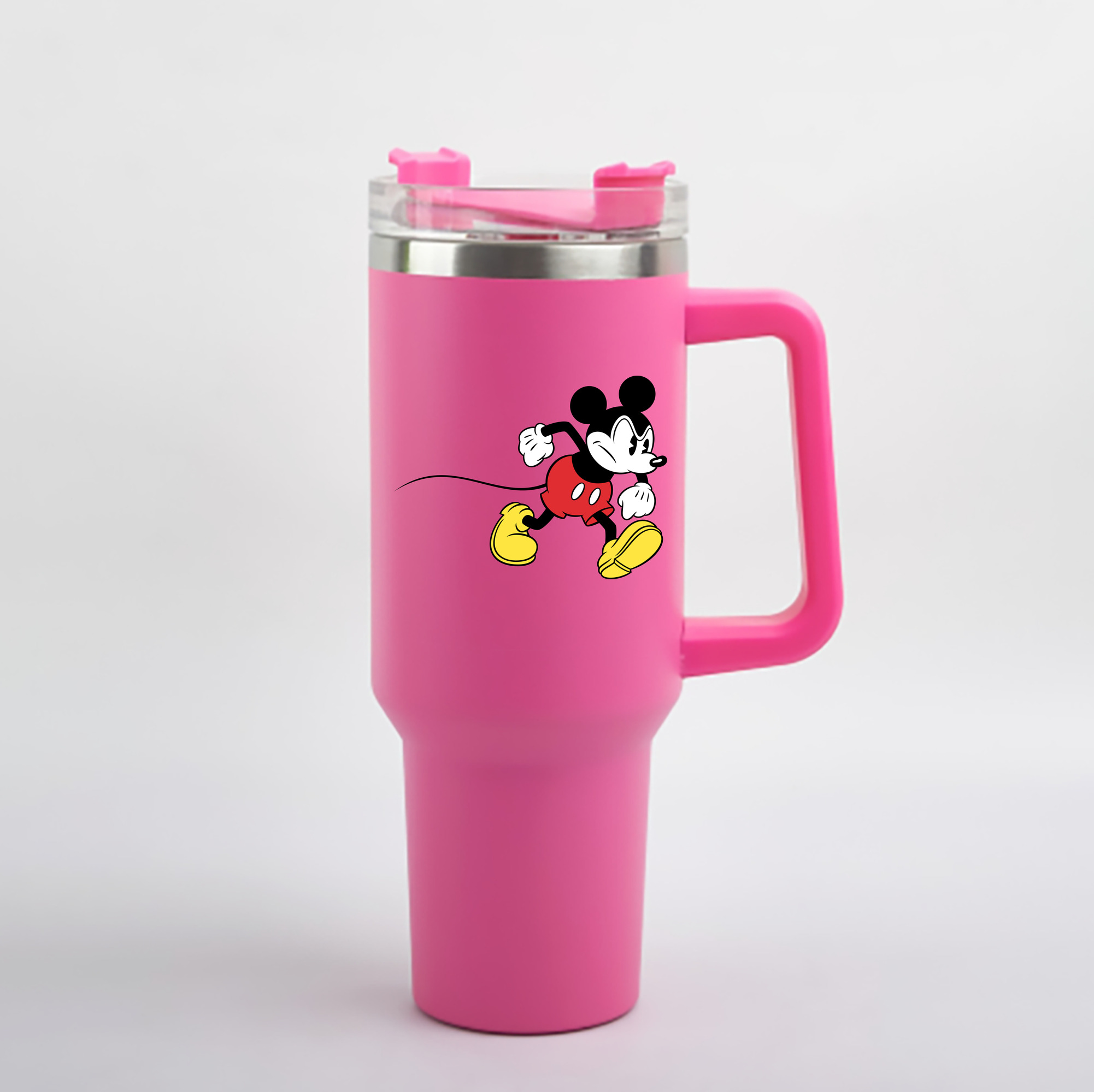 （画像用） ミッキーマウス Mickey Mouse 1200mL車用タンブラー - クリスタルステッカー（プラスチックストロー付き）